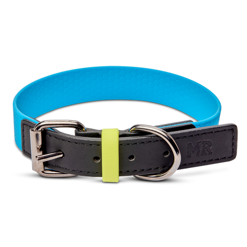 Hundehalsband mit veganem Apfelleder Cyanblau in der Variante Cyanblau / XL (Martin Rütter Shop)