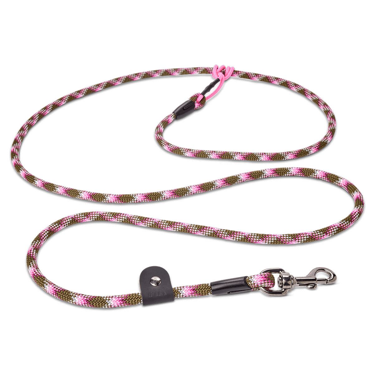 Mile High Life Hundeleine Aus Kletterseil – Mit Lederdetails, Robustem Karabiner, 120 Cm, Rot/Khaki