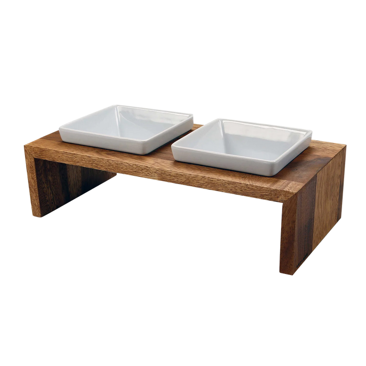 Doppelnapf Futterstation in der Variante Teak / M (Martin Rütter Shop)