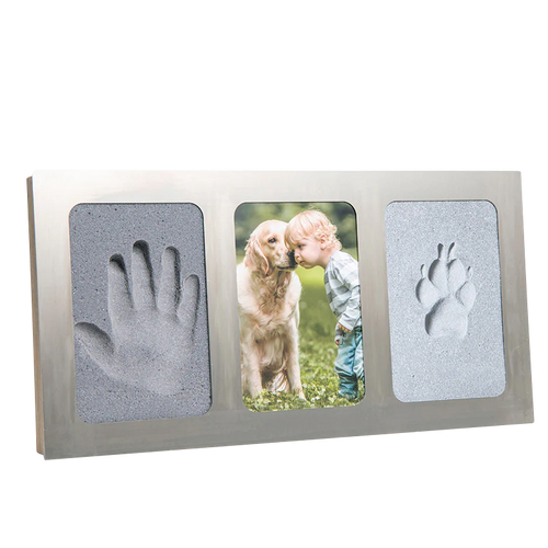 Pfotenabdruck Formschaum 3er Rahmen in der Variante Edelstahl (Martin Rütter Shop)