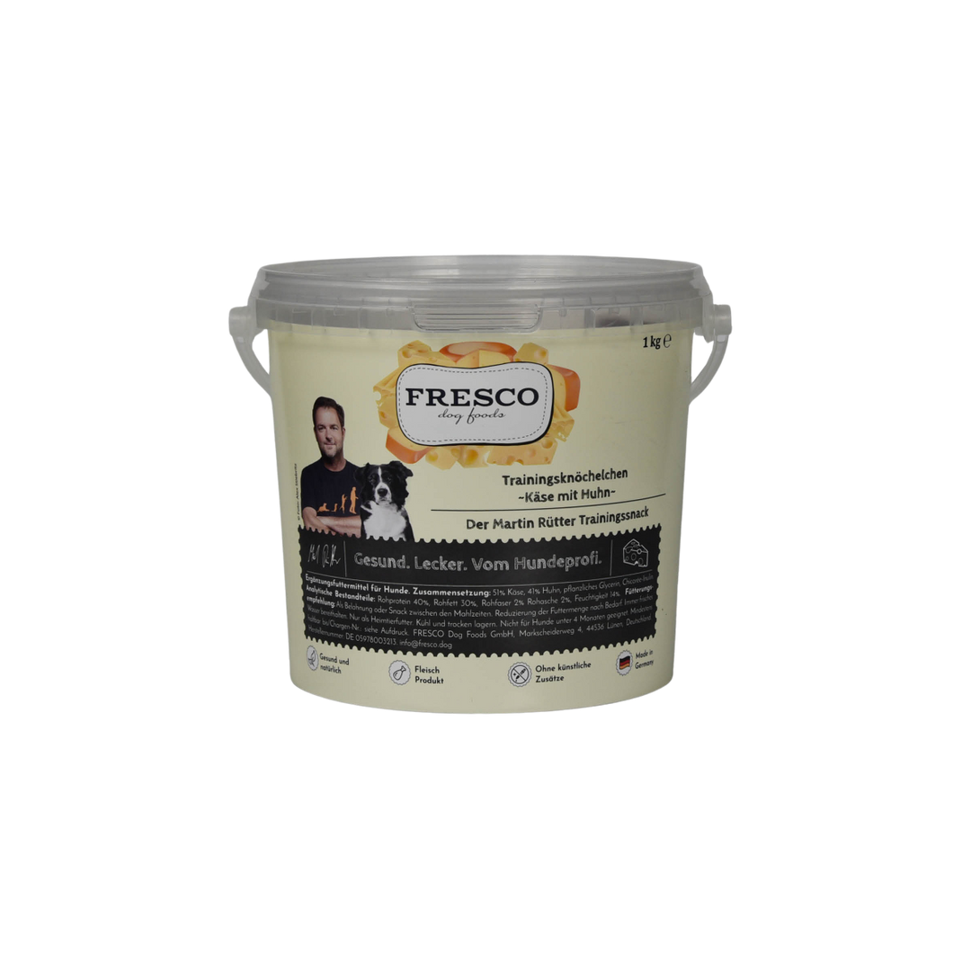 Trainingsknöchelchen Käse mit Huhn in der Variante 1kg Eimer (Martin Rütter Shop)