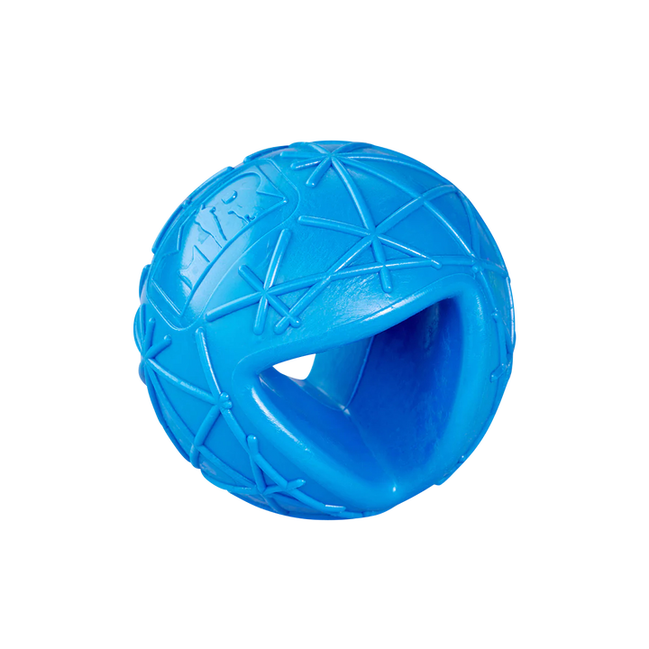 Hundeball Moby optional mit Wurfgriff in der Variante Blau / Neonpink (Martin Rütter Shop)
