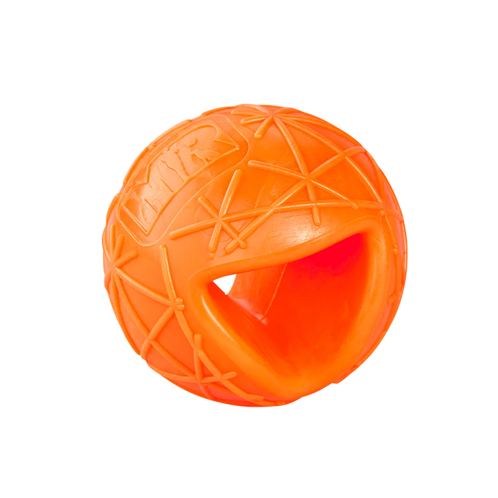 Hundeball Moby optional mit Wurfgriff in der Variante Orange / Neonpink (Martin Rütter Shop)