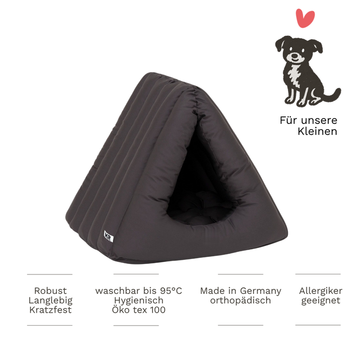 Hundehöhle Premium von Martin Rütter, dem Hundeprofi, geräuschunterdrückend, beige, waschbar und trocknergeeignet, eine gemütliche Höhle für kleine Hunde mit rausnehmbarem Kissen