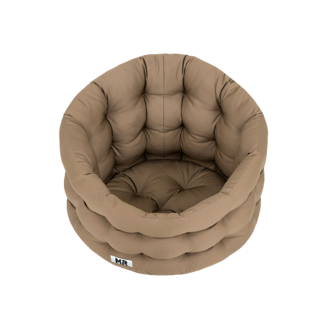 Hundenest von MartinRuetter mit hohem Rand zum ankuscheln in Premiumqualität in deutschland gefertigt und bis 95 C waschbar in beige.