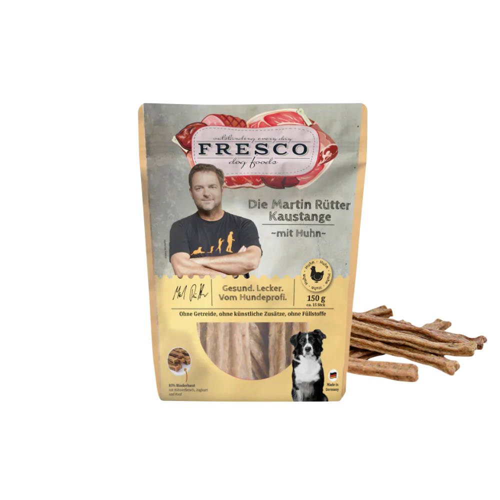 Fresco Martin Rütter Kaustange Huhn – natürliche Monoprotein Hundekaustange, getreidefreier Snack zur Zahnpflege und als Belohnung.