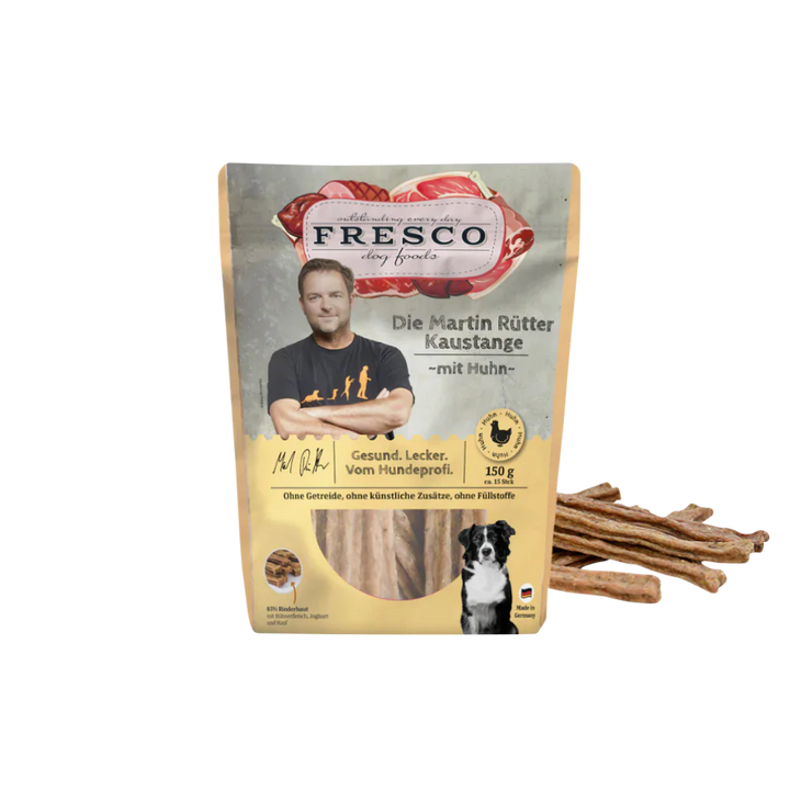 Fresco Martin Rütter Kaustange Huhn – natürliche Monoprotein Hundekaustange, getreidefreier Snack zur Zahnpflege und als Belohnung.