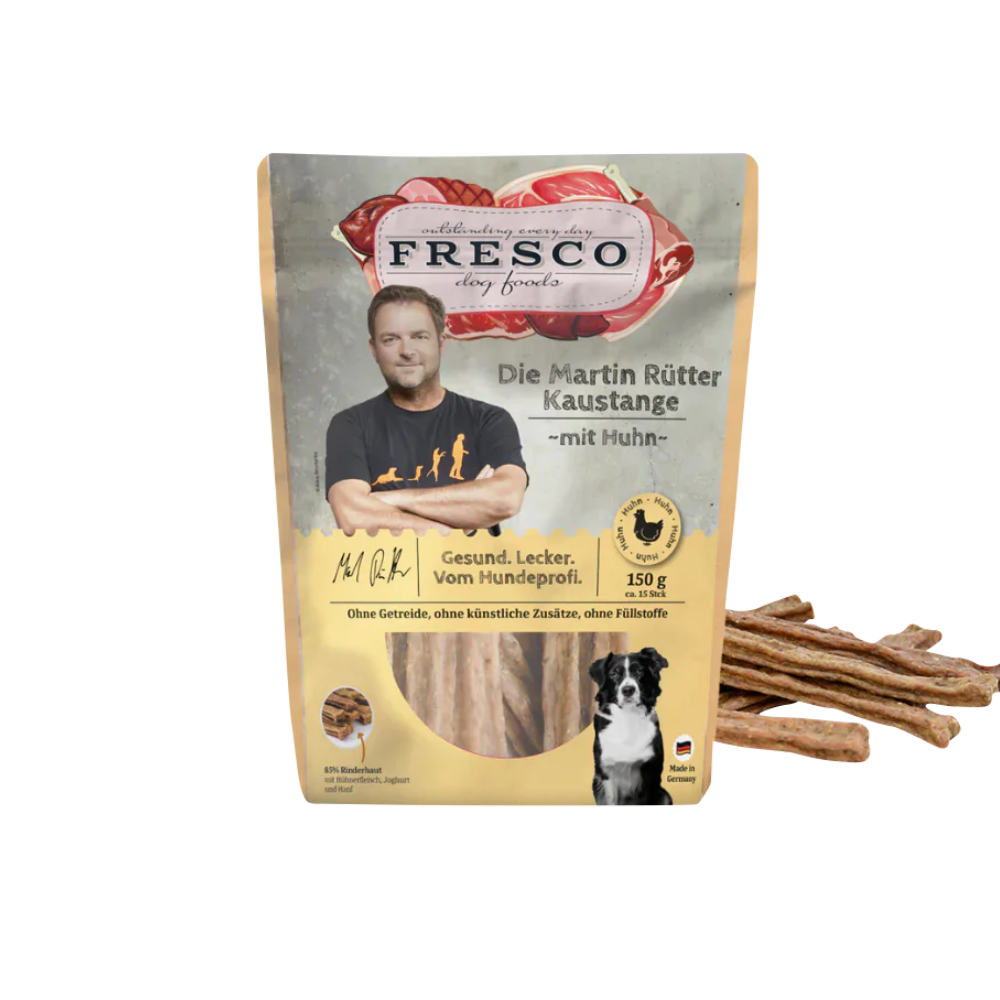 Fresco Martin Rütter Kaustange Huhn – natürliche Monoprotein Hundekaustange, getreidefreier Snack zur Zahnpflege und als Belohnung.