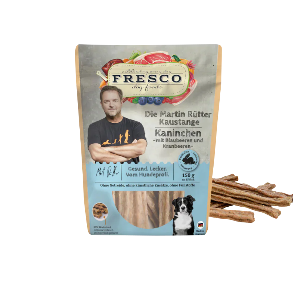 Fresco Martin Rütter Kaustange Kaninchen mit Blaubeeren – natürliche Monoprotein Hundekaustange, getreidefreier Snack zur Zahnpflege und Belohnung.