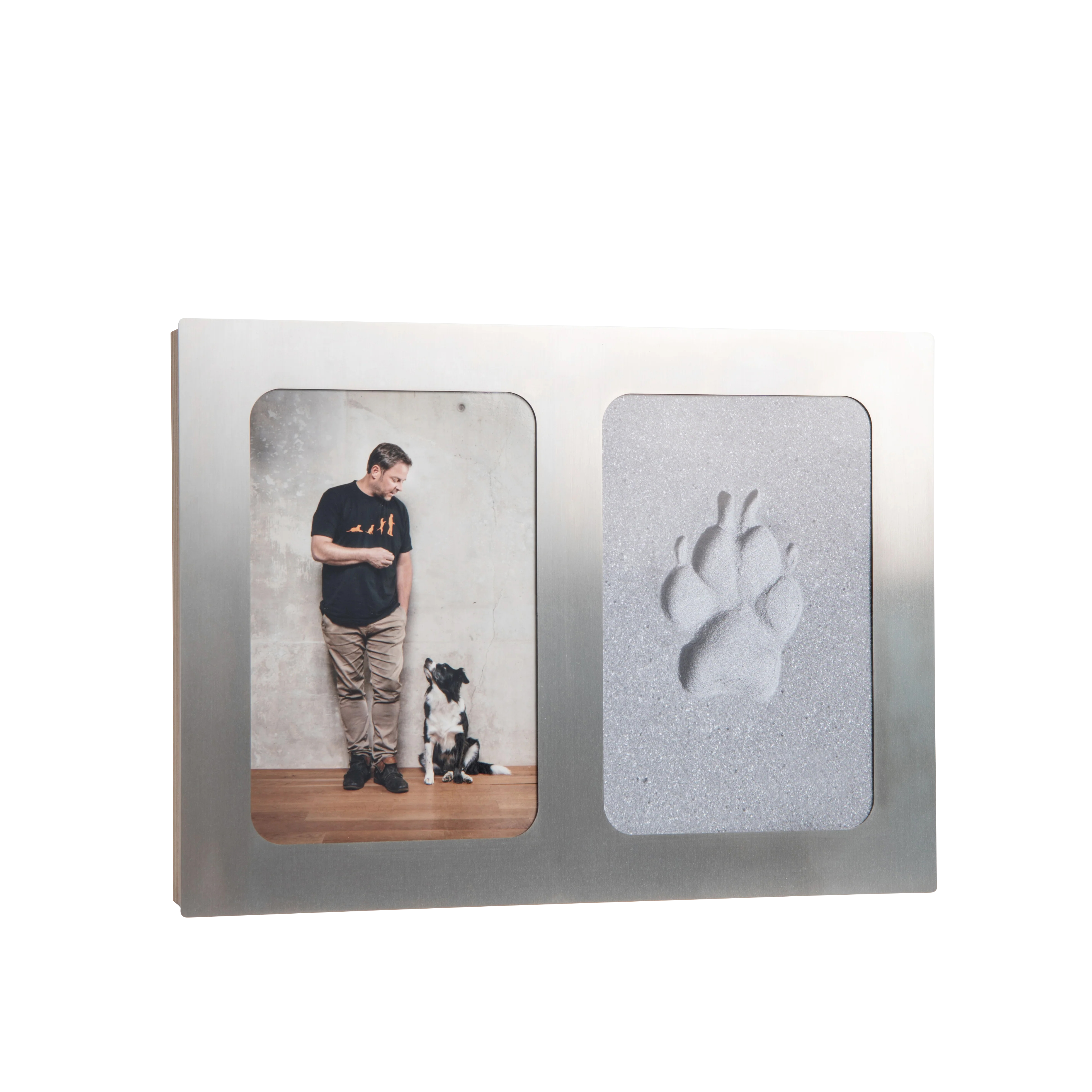 Pfotenabdruck Formschaum 2er Rahmen in der Variante Edelstahl (Martin Rütter Shop)