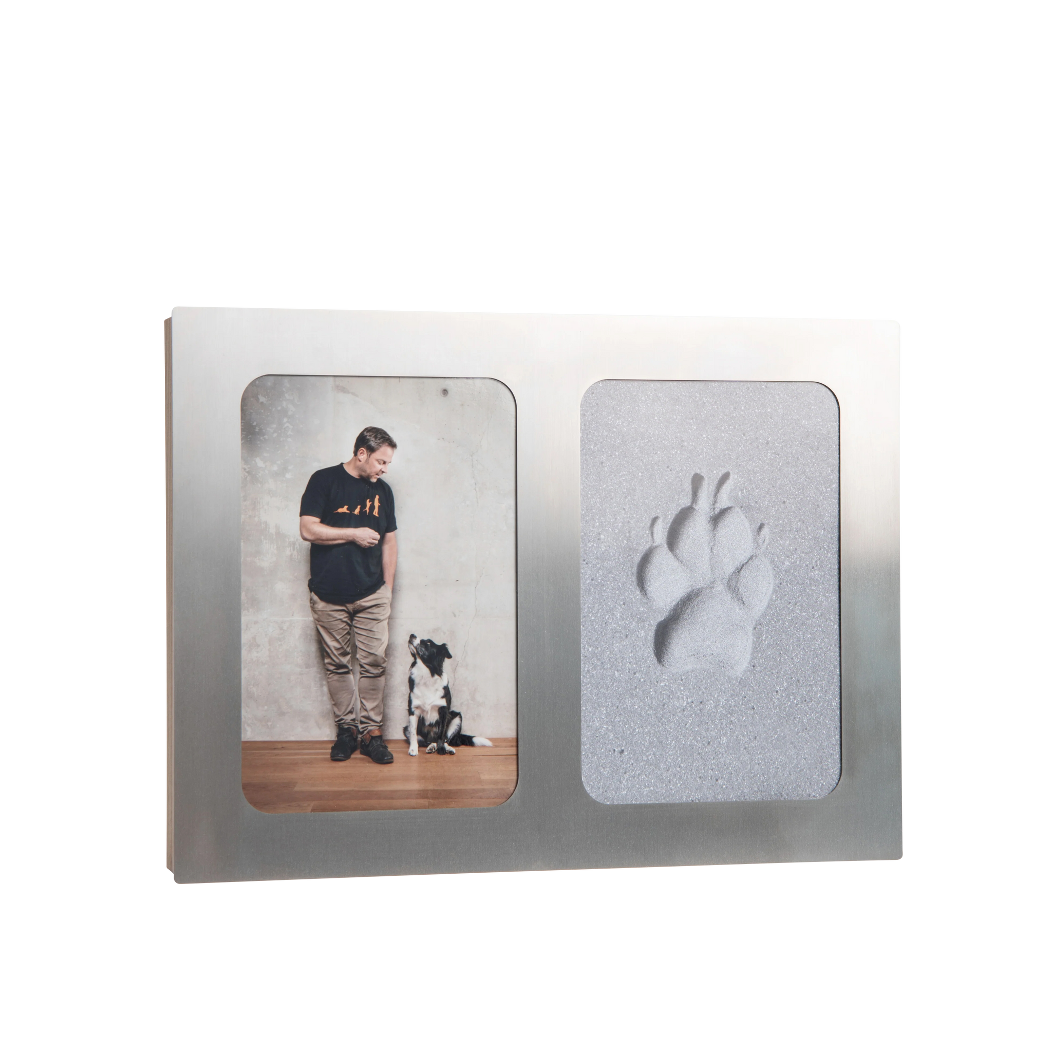 Pfotenabdruck Formschaum 2er Rahmen in der Variante Edelstahl (Martin Rütter Shop)
