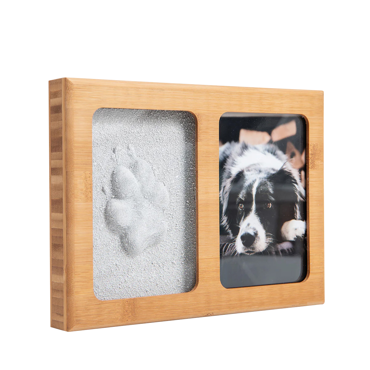 Pfotenabdruck Gips 2er Rahmen in der Variante Bambus (Martin Rütter Shop)