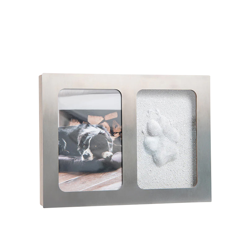 Pfotenabdruck Gips 2er Rahmen in der Variante Edelstahl (Martin Rütter Shop)