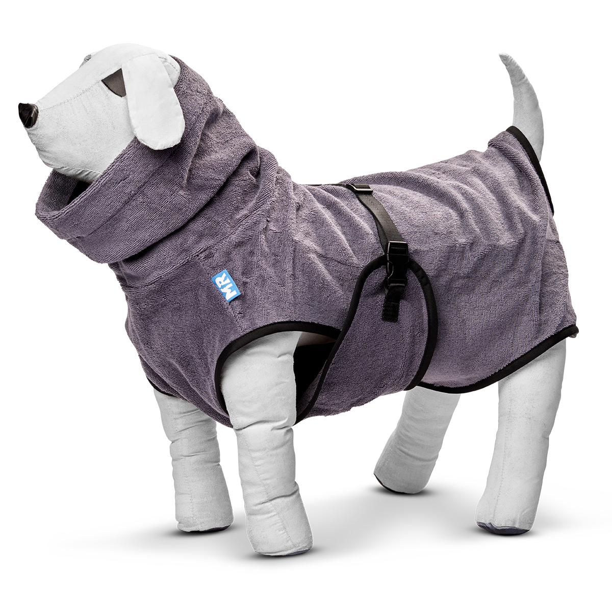Kuscheliger Hundebademantel DOGDRY aus saugfähiger Baumwolle - Dunkelgrau