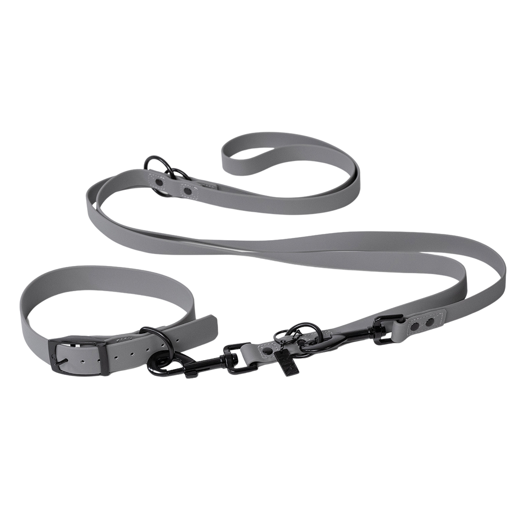 Kombi-Set SoftVinyl Halsband und Führleine Plantingrau in der Variante XL / 13 mm / Platingrau (Martin Rütter Shop)
