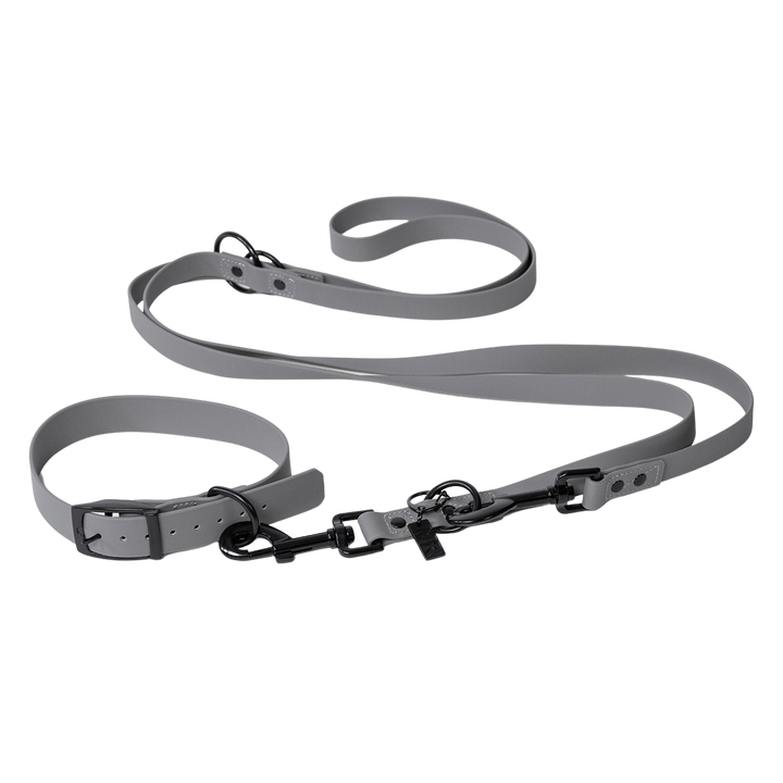 Kombi-Set SoftVinyl Halsband und Führleine Plantingrau in der Variante XL / 13 mm / Platingrau (Martin Rütter Shop)