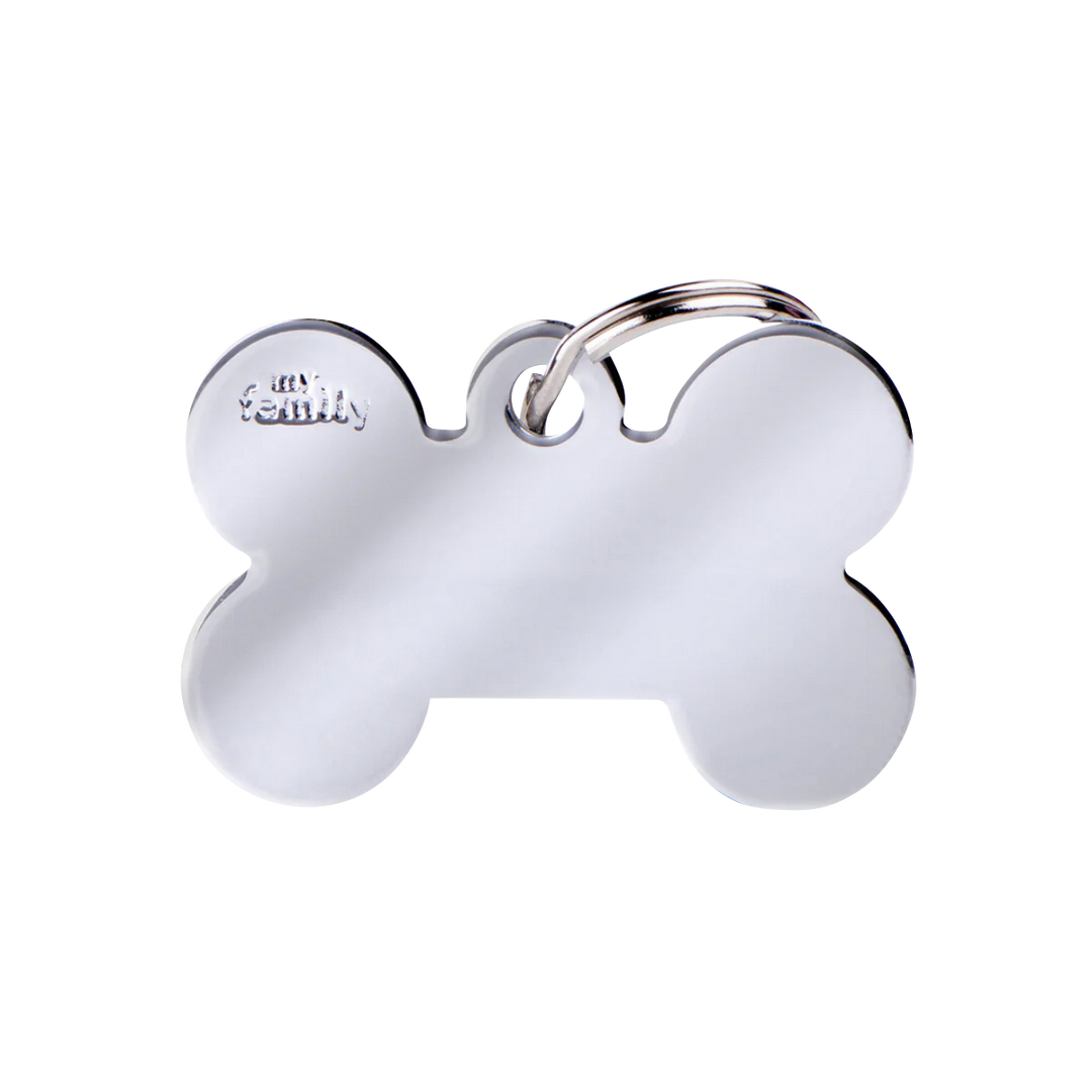 Hundemarke personalisiert Knochen in der Variante Chrom / L (Martin Rütter Shop)