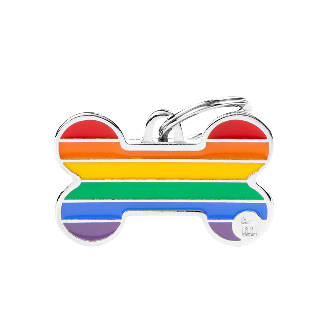 Hundemarke personalisiert Pride in der Variante Regenbogen / XL / Knochen (Martin Rütter Shop)