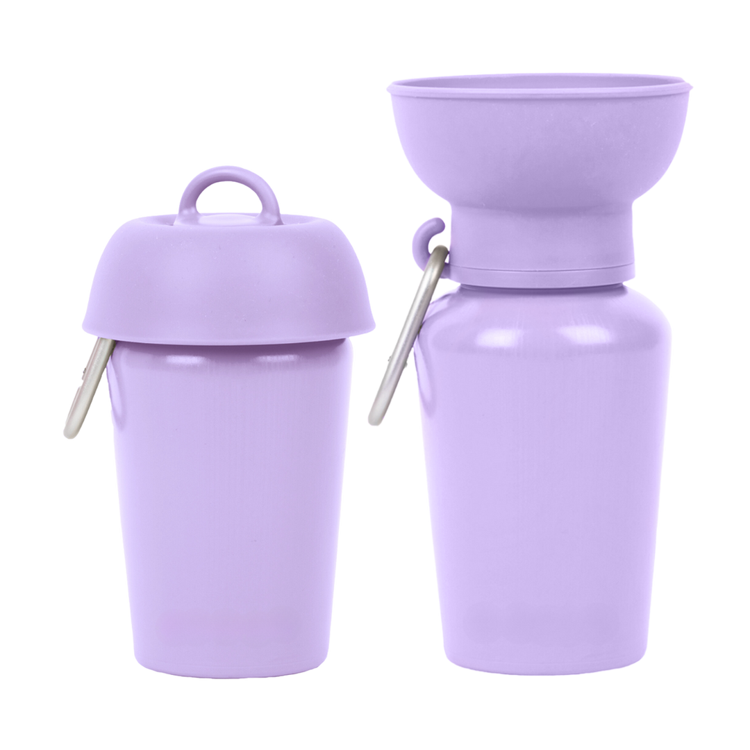 Reise Wasserflasche mit Napf in der Variante Flieder (Martin Rütter Shop)