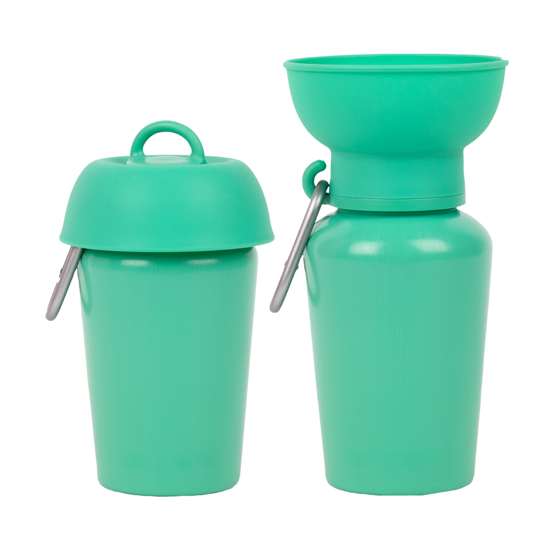 Reise Wasserflasche mit Napf in der Variante Grün (Martin Rütter Shop)