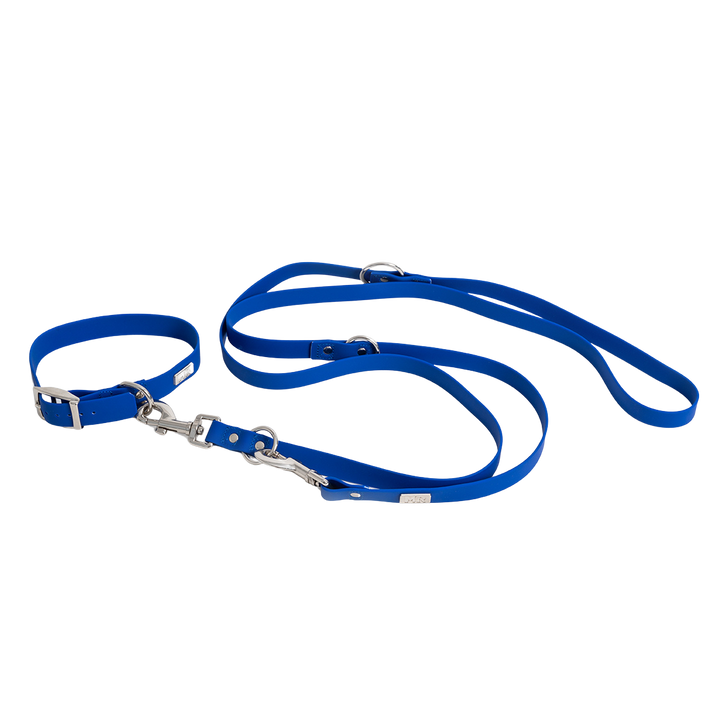 Soft Vinyl Set Halsband und Führleine Kobaltblau