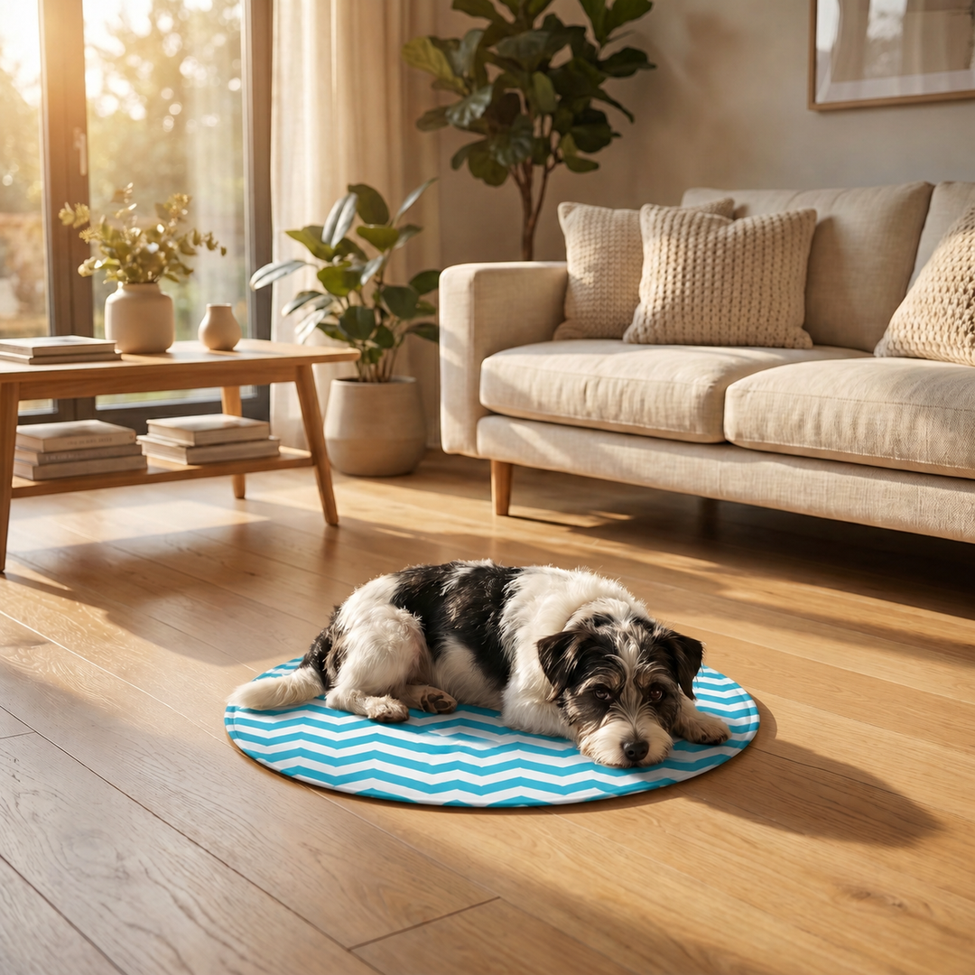 Runde Kühlmatte für Hunde selbstkühlend