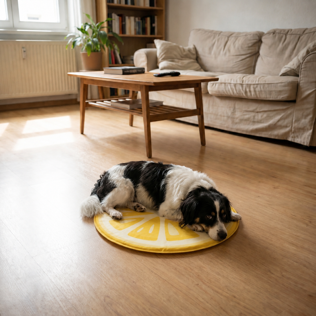 Runde Kühlmatte für Hunde selbstkühlend