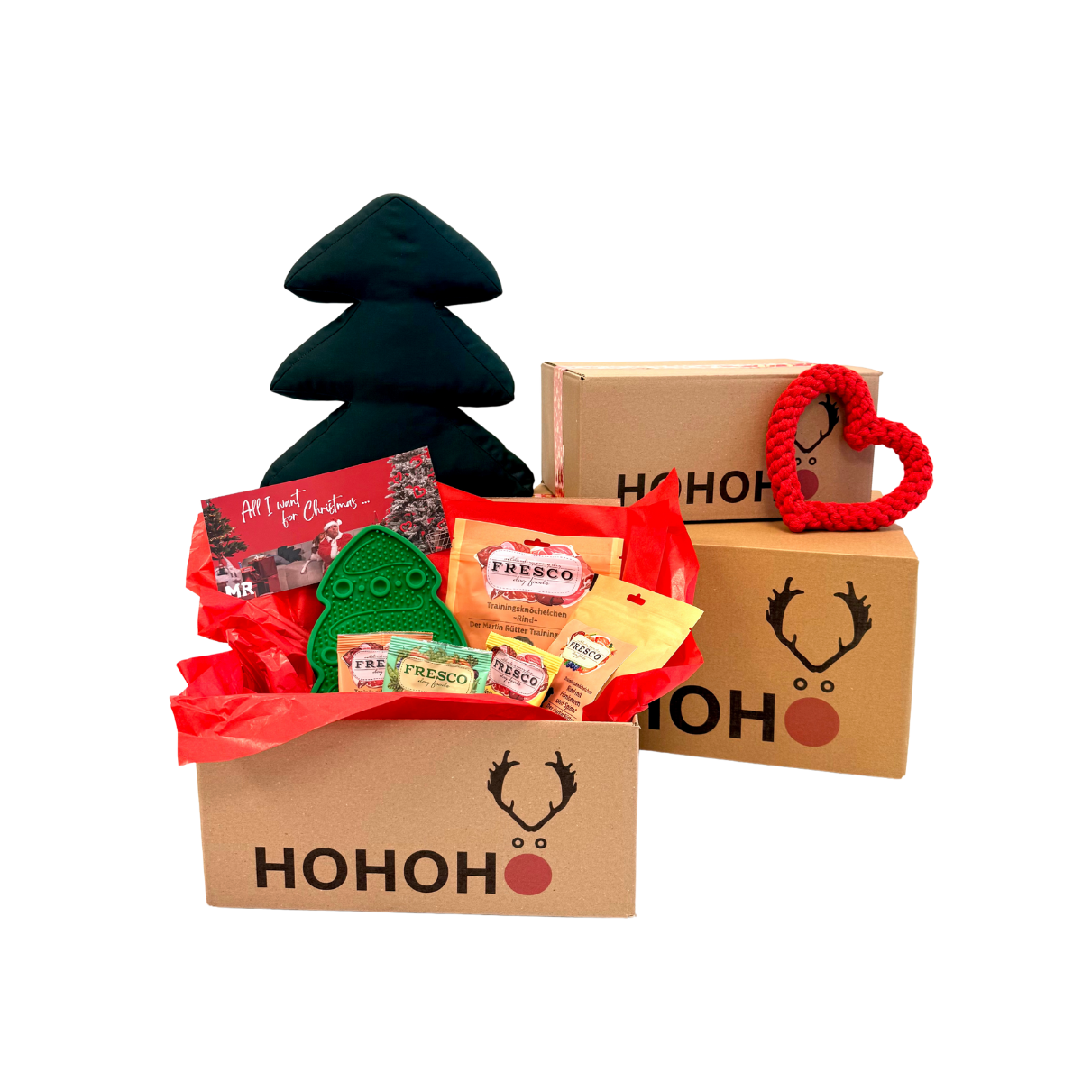 Kleine Weihnachtsbox Snack & Fun mit Leckmatte Tannenbaum