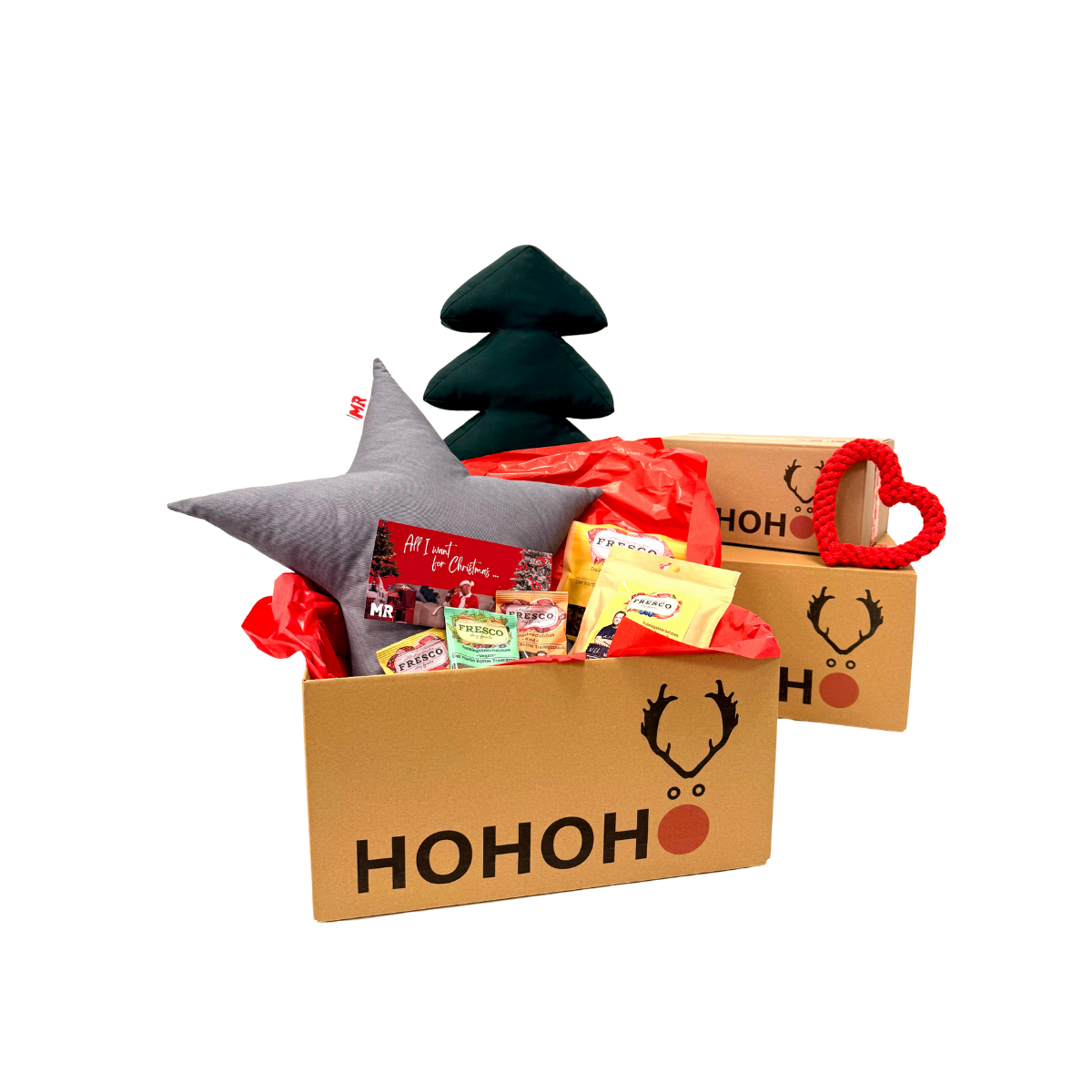 Große Weihnachtsbox Snack & Fun mit Sternkissen