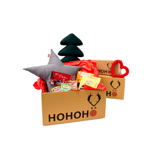 Große Weihnachtsbox Snack & Fun mit Sternkissen