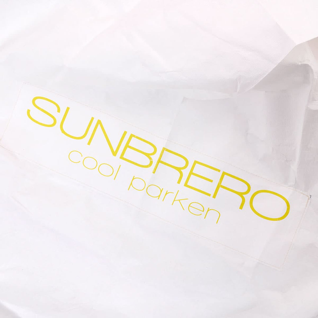 Markenlabel der Firma Sunbrero in gelber Schrift auf der Verpackungshülle 