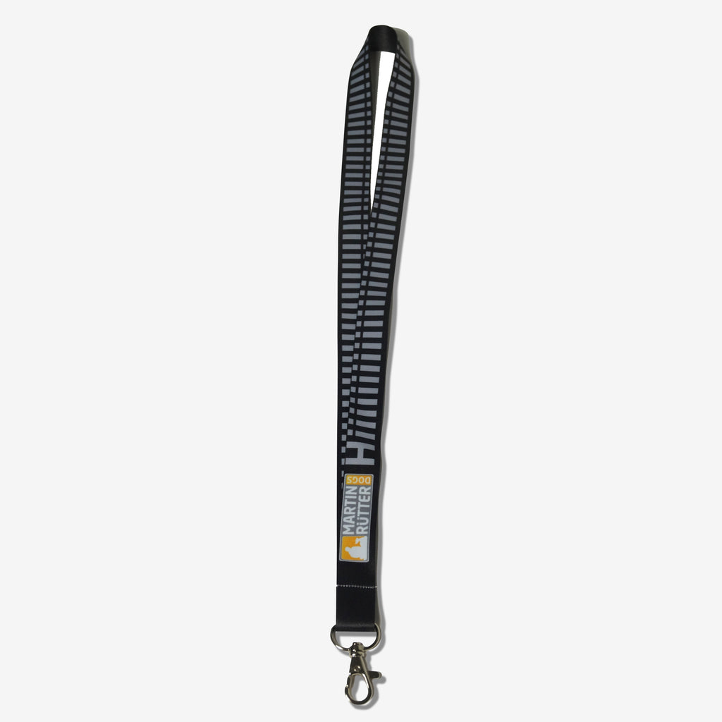 Schlüsselband Hiiiiiiiier mit Karabinerhaken für Schlüssel, Hundepfeife oder den Ausweis aus flexiblem Satin-Polyester