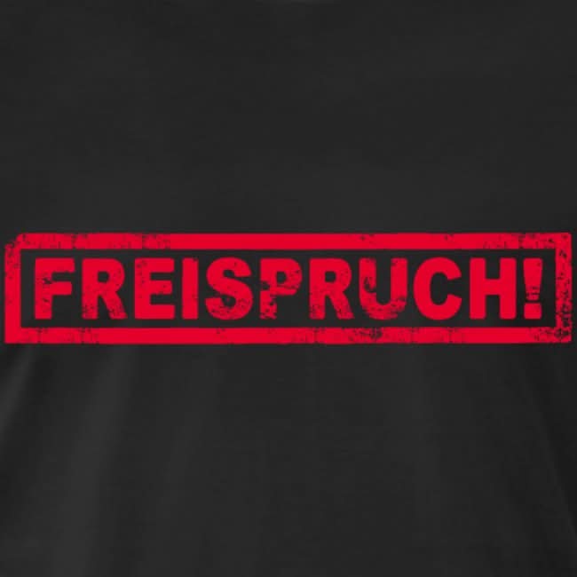 Aufdruck des Tour T-Shirts mit rotem Schriftzug „Freispruch!“